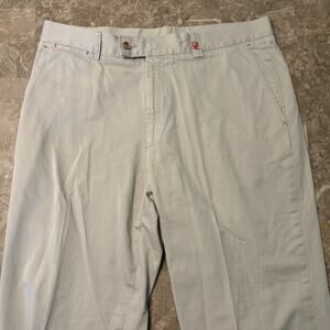 Carolina Herrera Pants Mens 36x32 Tan Chino Pleated Red Trim Designer Office